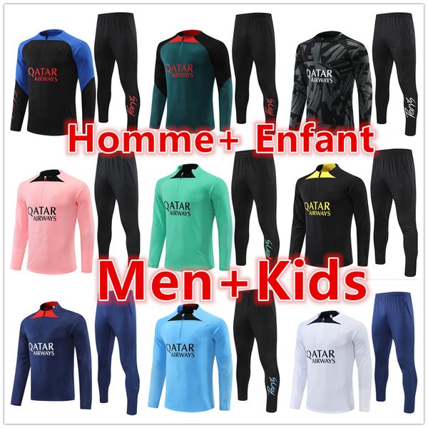 

survetement de football homme 2022 2023 mbappe soccer tracksuit 22 23 kids training suit men long sleeves survetements sets chandal de, White;black