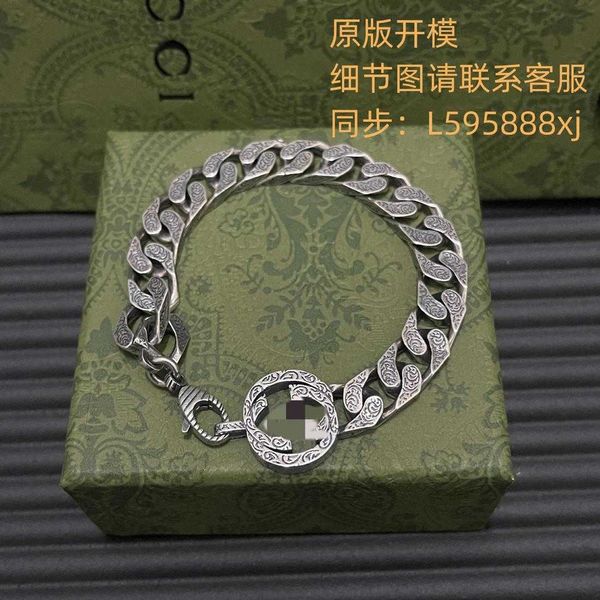 

60% off 2023 new luxury fashion jewelry for sterling silver carved cuban seiko old couple bracelet, Black