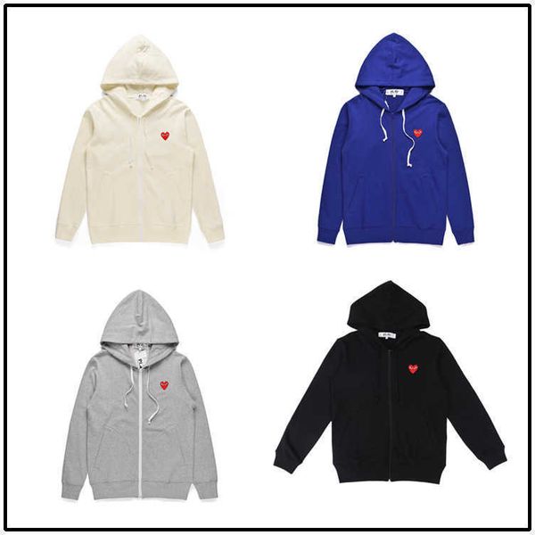 

heyplay fashion brand peach heart men's and women's hooded zipper terry sweater classic red heart jacket for lovers, Black;white