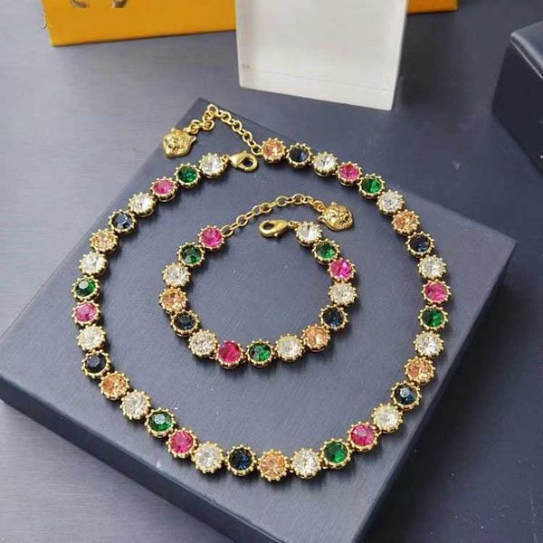 

2023 new luxury fashion jewelry for new color full diamond necklace female light luxury lion head brass neck chain, Silver