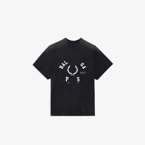 

designer luxury balencigas classic fashion trend korean loose 1917 crown fried snowflake short-sleeved t-shirt summer men and women lovers, Black;brown