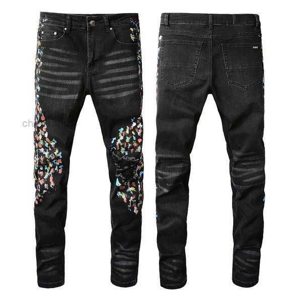 

mens denim embroidery pants fashion holes trouser us size 28-40 hip hop distressed zipper trousers for male 2022 sell bp2q, Blue