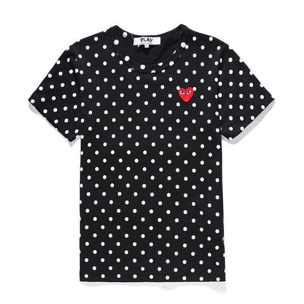 

heyplay fashion brand t-shirt peach heart men's and women's pure cotton round neck short sleeve love wave point red heart, Black;white