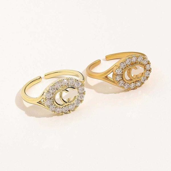 

luxury jewelry genuine gold plated opening diamond inlaid temperament simple version ring female, Silver