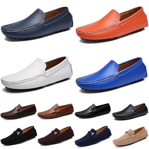 

mens women casual shoes leather soft sole black white red orange blue brown sneaker 005