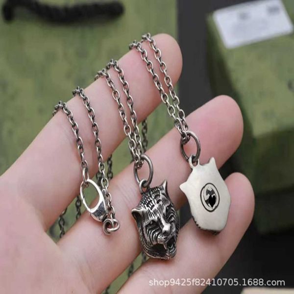 

70% off 2023 new luxury fashion jewelry for new silver three-dimensional old tiger head couple necklace