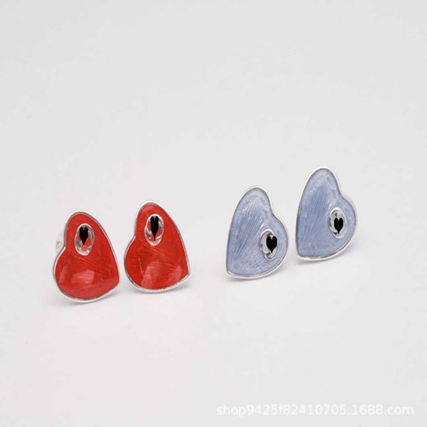 

factory direct sales 2023 new luxury fashion jewelry for silver three-dimensional enamel blue heart earrings girlfriend gift, Golden