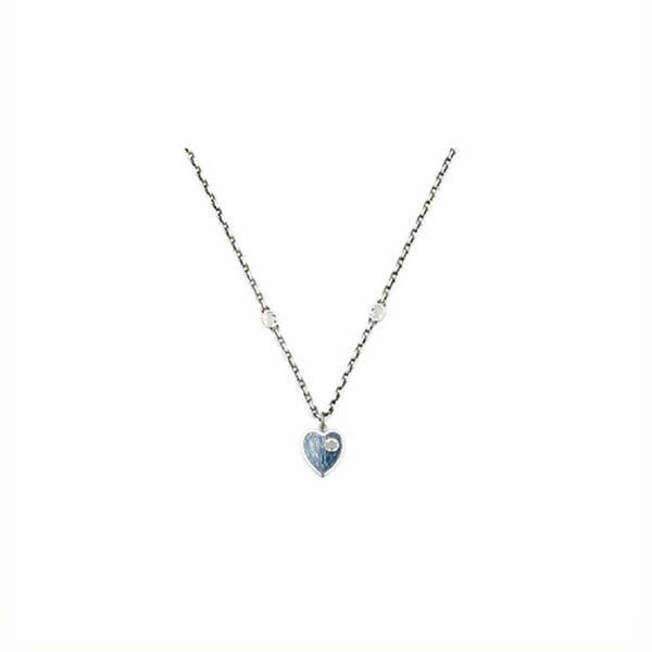 

80% off 2023 new luxury fashion jewelry for classic sterling silver double interlocking family blue love enamel necklace couple memorial gif