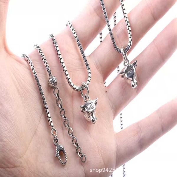

factory wholesale 2023 new luxury fashion jewelry for new silver three-dimensional old cowhead couple necklace