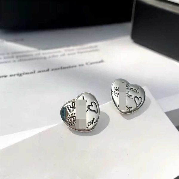 

sterling silver love fearless flower and bird pattern heart-shaped made old versatile net red earrings luxury ornament, Golden