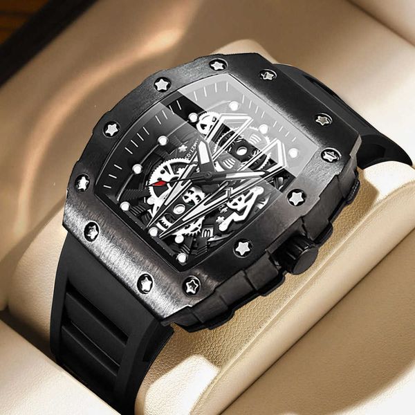 

binbang brand live watch men's silicone bucket luminous fashion sports watch, Slivery;black