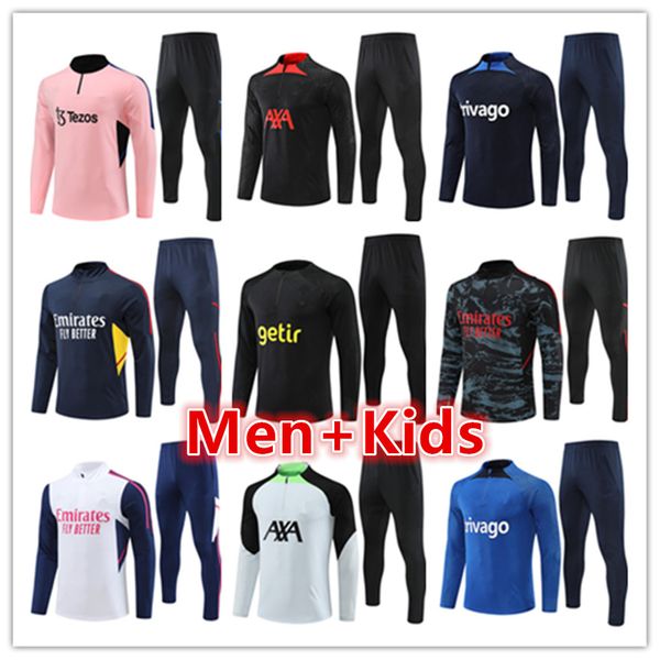

22 23 manchesters mens kids tracksuits football training suit kit 2022 2023 united men designer soccer tracksuit jacket jogging chandal futb, Black