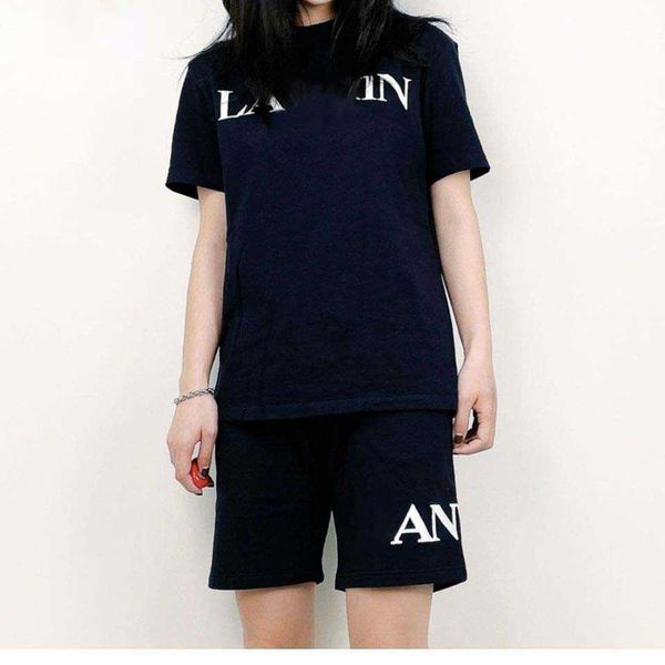 

designer lanvins t shirt men spring and summer printed cotton men's short sleeve couple half sleeve loose 2023, White;black