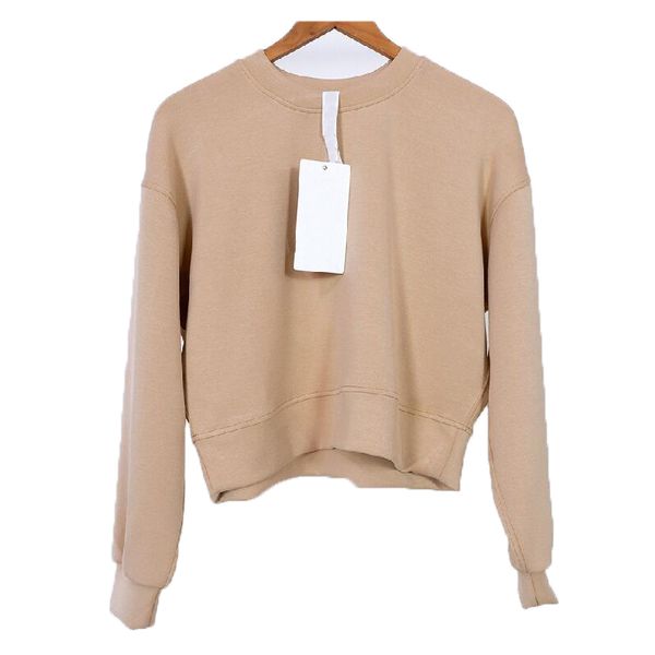 

womens sports yoga wear sweatshirts zipper designers women sweater sports round neck long sleeve outdoor trend of the loose sweatshirt winte, Black
