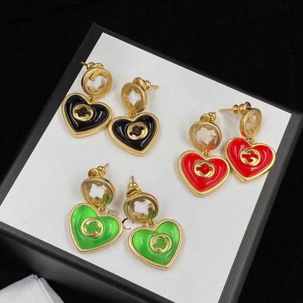 

20% off 2023 new luxury fashion jewelry for heart-shaped percha double earrings silver needle brass material design earrings, Golden