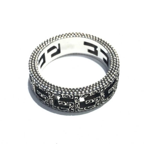 

fashion collection 2023 new luxury fashion jewelry for wide square pattern sterling silver ring hip hop punk couple ring