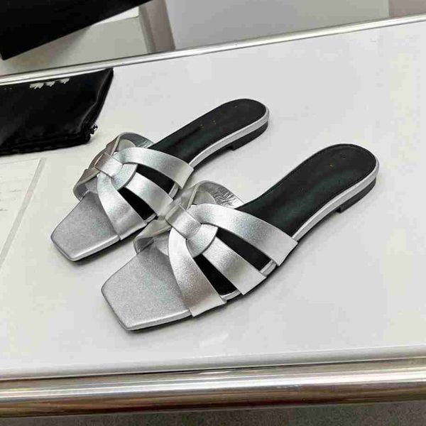 

designer women's slippers flat beach shoes leather 2023 summer classic women's flat shoes outdoor beach slippers s521, Black