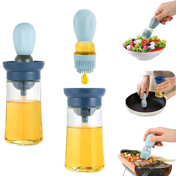 

spice tools new oil spray bottle with silicone brush 2 in 1 dropper measuring oil dispenser bottle for kitchen baking bbq grill pastry brush