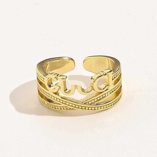 

design luxury jewelry wide brass plated real gold female ancient family hollow hand decoration simple index finger ring, Silver