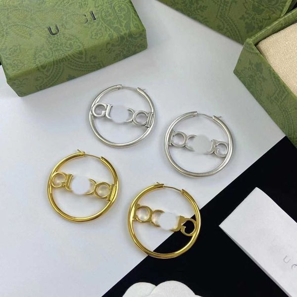 

fashion collection 2023 new luxury fashion jewelry for 2023 round large circle double brass material advanced sense trend earrings, Golden