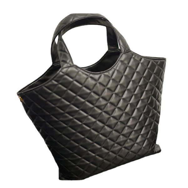 

Designer Tote Leather Luxurious Handbags Women Tote Bag Icare Maxi Shopping Bag Shoulder Bags Retro Rhombus Tote Single Shoulder, Black gold logo