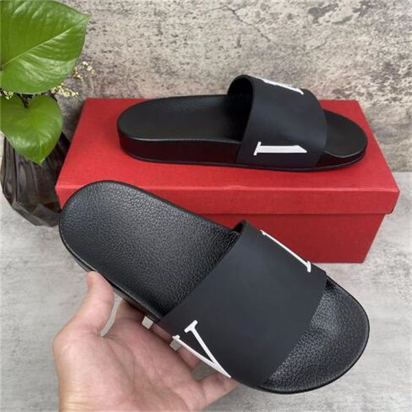 

flat slippers for women designer sandals shoes slipper luxury ladies sandal genuine leather summer fashion women beach slide rubber flip flo, Black