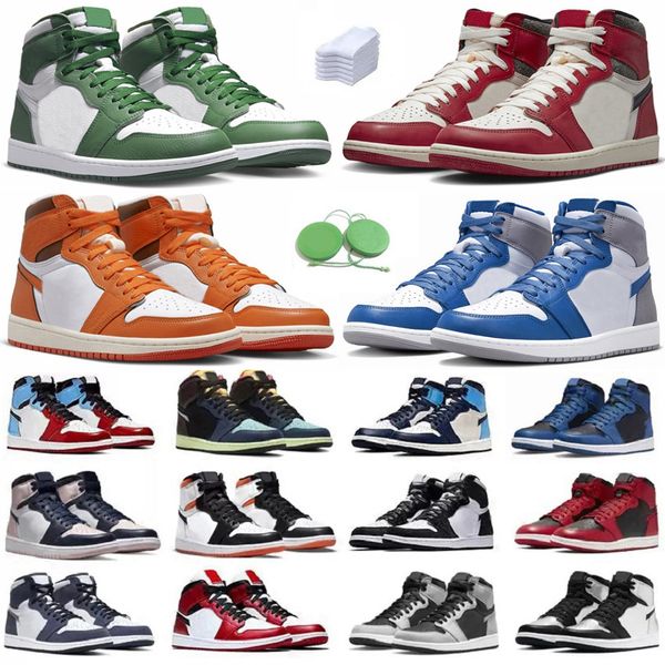 

jumpman 1 1s mens basketball shoes true blue gorge lucky green lost found starfish bred patent dark mocha shadow royal twist men women train