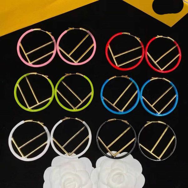 

factory direct sales 2023 new luxury fashion jewelry for family 5cm large circle drop glue earrings brass silver needle earrings female, Golden