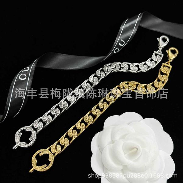 

60% off 2023 new luxury fashion jewelry for new gold silver carved pattern family bracelet double light luxury personality male and female l