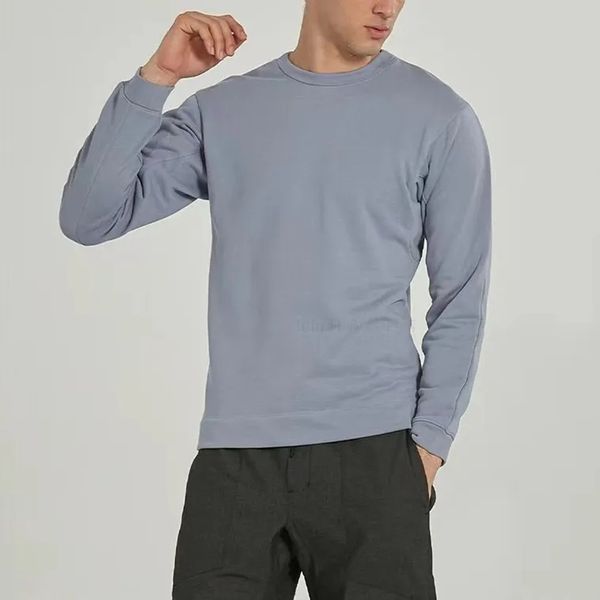 

yoga outfit new men's sportswear french terry solid color round neck sports training casual fashion pullover hoodie