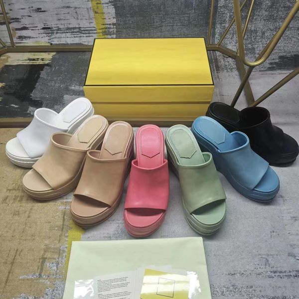 

casual shoes 2023 cowhide slippers latest fashion muffin slope heel sandals 85cm high heeled genuine leather womens shoes 3541 comfortable w, Black