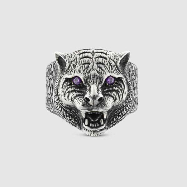 

20% off 2023 new luxury fashion jewelry for same antique double tiger head ring straight jewelry, Silver
