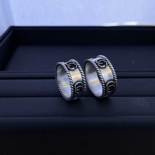 

20% off all items 2023 new luxury fashion jewelry for silver old twisted wire fried dough twist edge hemp rope carving ring personalized hip