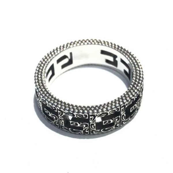 

70% off 2023 new luxury fashion jewelry for wide square pattern sterling silver ring hip hop punk couple ring