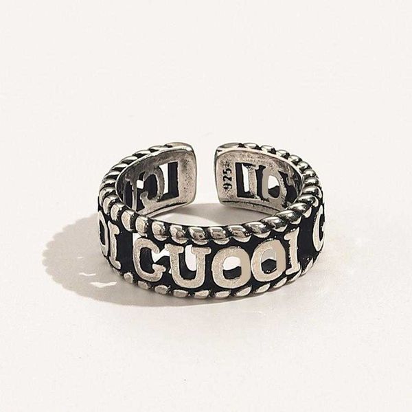 

80% off 2023 new luxury fashion jewelry for ancient family double copper engraving hollowed out carved pair old twist couple opening ring, Silver