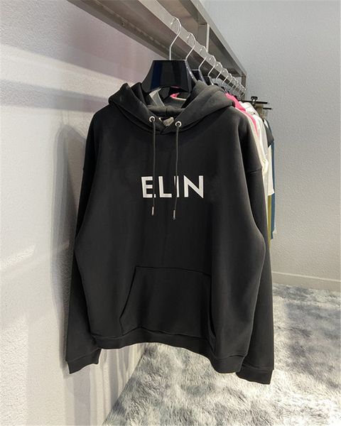 

new basic letter printing c family hooded sweater couple hoodie coat, Black