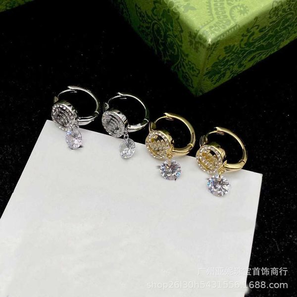 

factory direct sales 2023 new luxury fashion jewelry for new style double diamond classic earrings, Golden