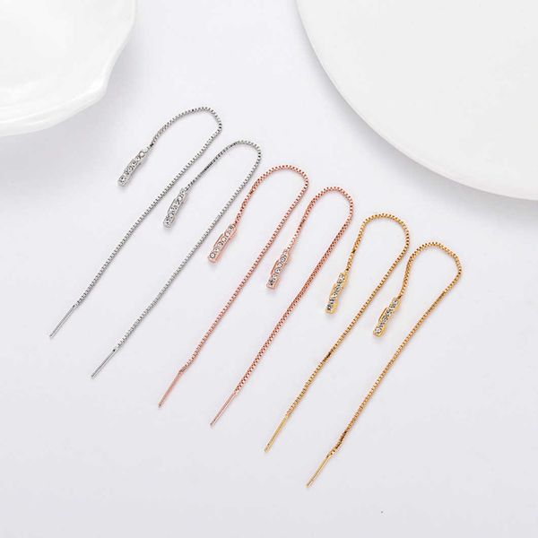

factory direct sales 2023 new luxury fashion jewelry for double same new product link to love with drill long ear chain without trace, Silver