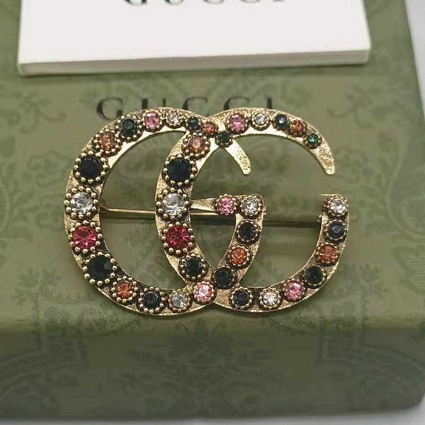 

80% off 2023 new luxury fashion jewelry for new color diamond brooch double style bra, Gray