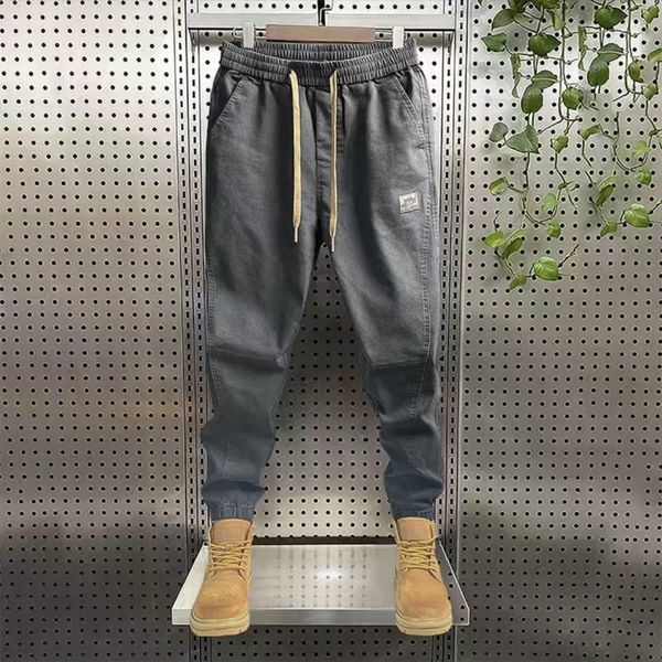 

men's spring and autumn tide brand sweatpants 2023 new loose casual pants side stripe printed letter bunched foot sweatpants 12, Black
