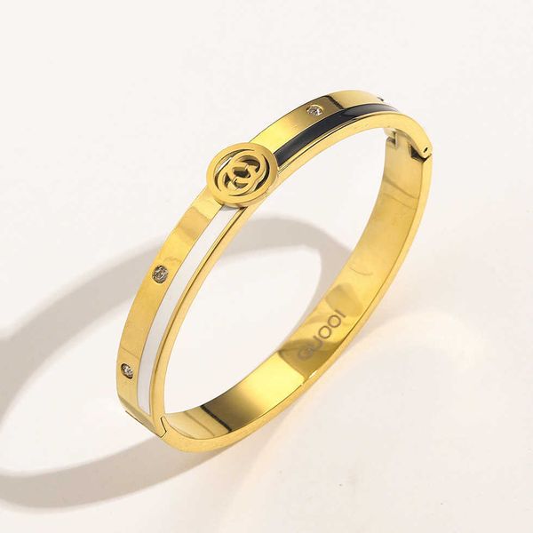 

80% off 2023 new luxury fashion jewelry for double stainless enamel buckle women's ins titanium steel stamp bracelet, White