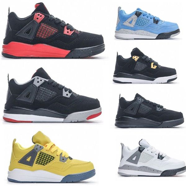

jumpman 4s boys 4 basketball shoe kids shoes children black mid sneaker chicago designer scotts military cat trainers baby kid youth toddler