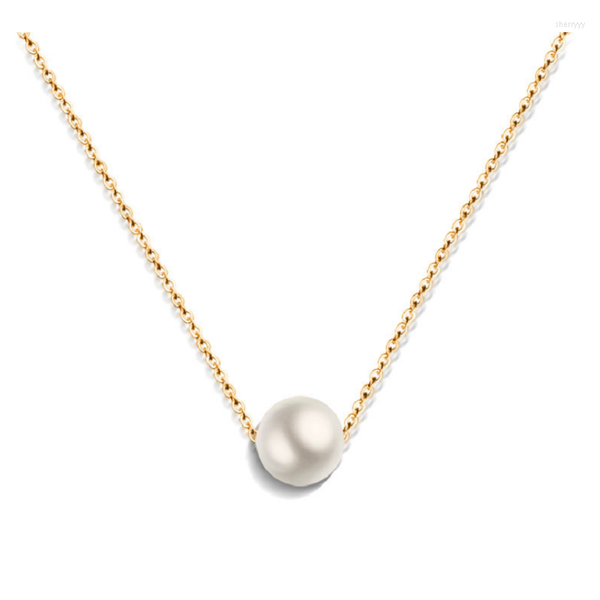 

pendant necklaces mani e piedi 18k gold stainless steel pearl necklace for women trend designer jewelry korean style ins girls cute, Silver
