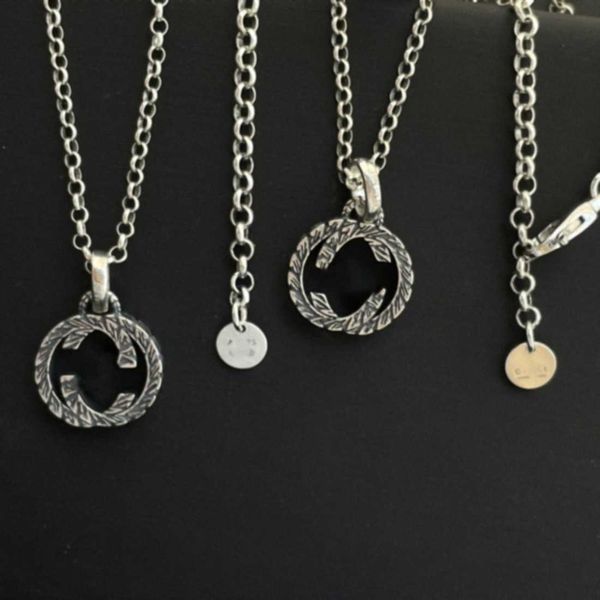 

60% off 2023 new luxury fashion jewelry for silver antique carved pattern size fried dough twist necklace is versatile and fashionable