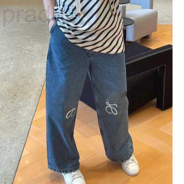 

women's jeans designer autumn new leg embroidery dark blue wide pants loose women fjdd