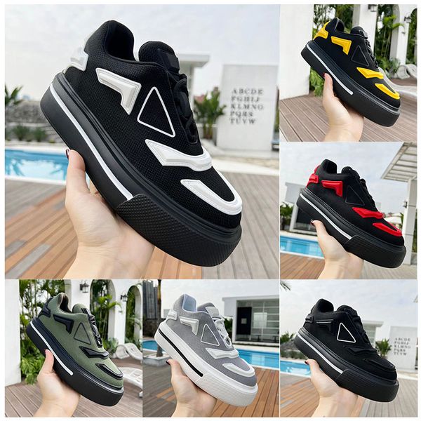 

casual shoes fashion thick soled women men raised small head lace up white shoes round board triangle new deshigner trainner spri, Black
