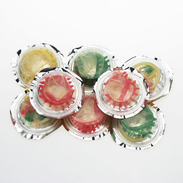 

set 6pack thorns condoms sensitive dotted ribbed stimulate ultra thin condoms toys for man, Black;white