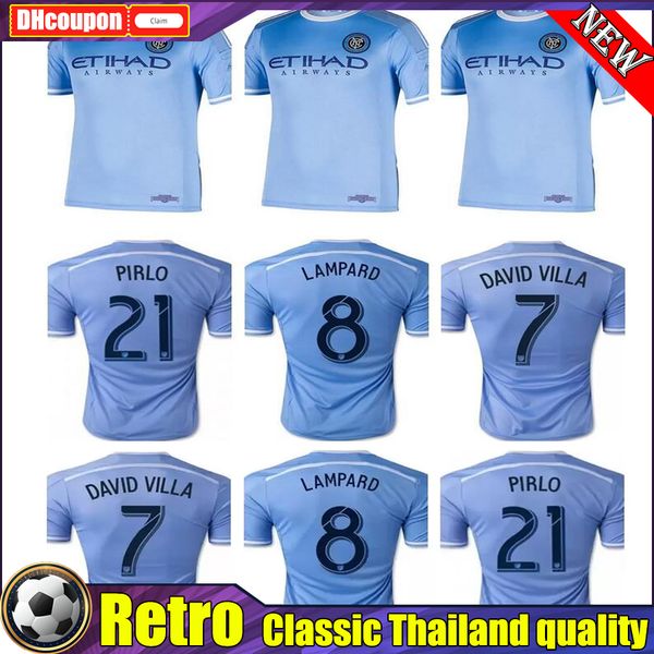 

15 16 new york retro soccer jerseys vintage city pirlo david villa lampard mix home sky blue away black 15 16 classic camisetas de futbol wi, Black;yellow