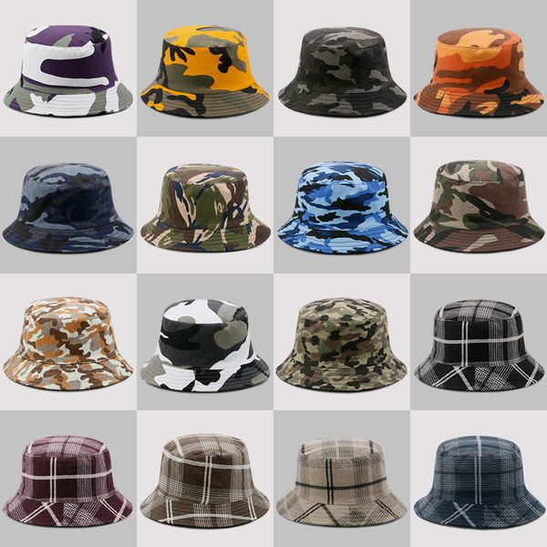 

wide brim hats bucket hats wholesale 21 colors bucket hats for woman spring and summer outdoor camouflage fishermans sun cap man leisure boo, Blue;gray