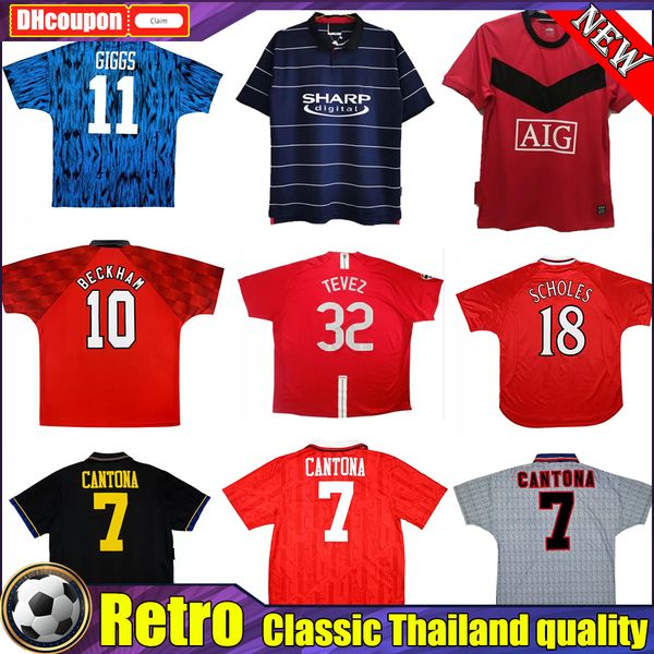 

cantona retro beckham classic soccer jerseys 01 02 03 04 05 06 07 08 09 10 11 12 13 ancient football shirt home with patch thai quality, Black;yellow